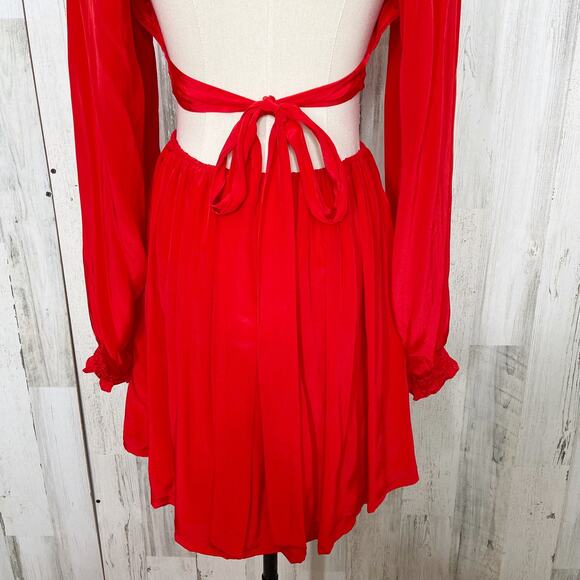 NWT Shahida Parides Cut Out Mini Dress Red Silk Beach Resort Vacation Size S - Picture 11 of 15